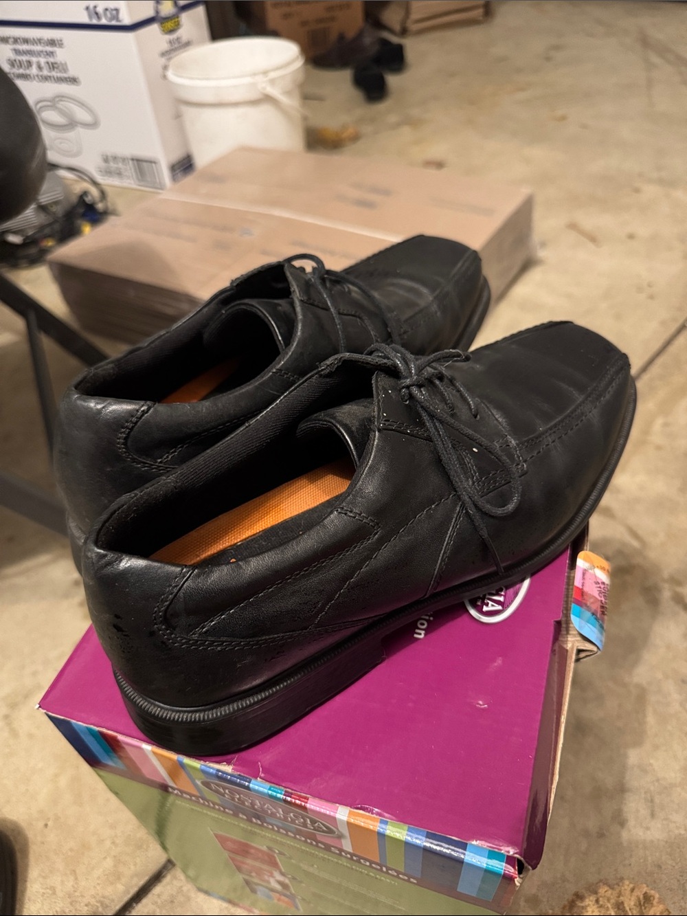 Dunham by New Balance Men’s Black Leather Lace-Up Oxfords Size 12